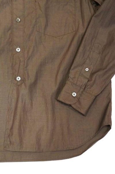 画像3: STILL BY HAND　END ON END BAND COLLAR SHIRT(BROWN)