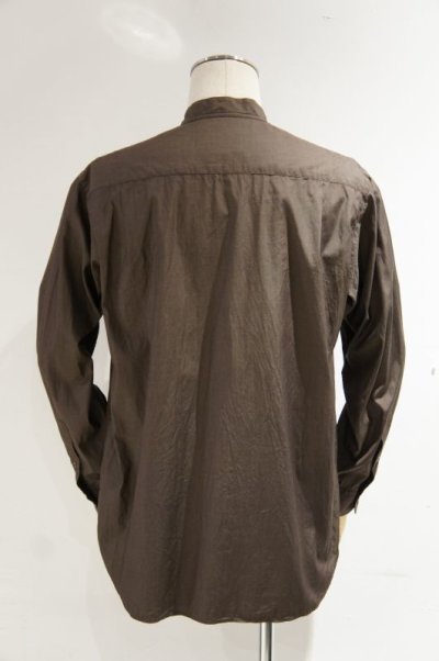 画像1: STILL BY HAND　END ON END BAND COLLAR SHIRT(BROWN)