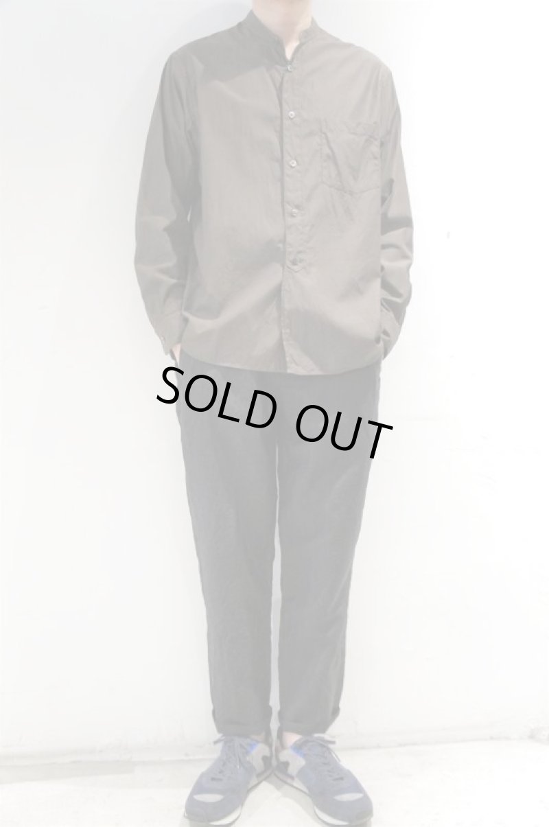 画像4: STILL BY HAND　END ON END BAND COLLAR SHIRT(BROWN) (4)