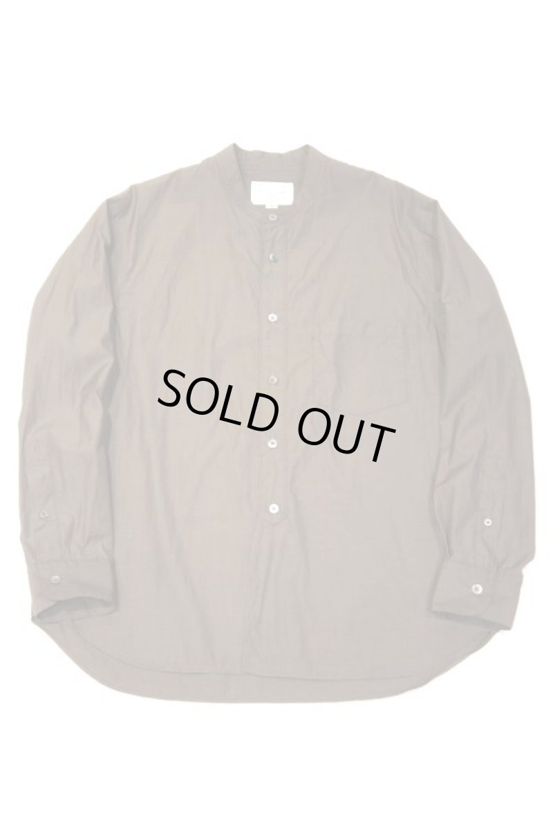 画像1: STILL BY HAND　END ON END BAND COLLAR SHIRT(BROWN) (1)