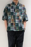 画像5: CAL O LINE　MADRAS PATCH WORK SHIRT（Green） (5)