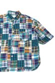 画像1: CAL O LINE　MADRAS PATCH WORK SHIRT（Green） (1)