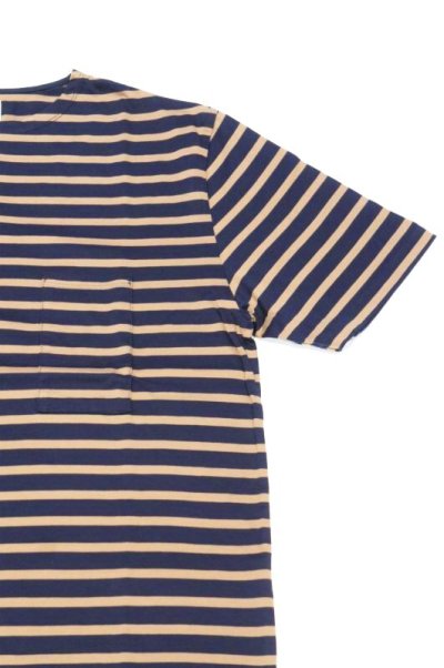 画像2: STILL BY HAND　BORDER POCKET T-SHIRT(BEIGE×NAVY)
