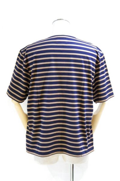 画像1: STILL BY HAND　BORDER POCKET T-SHIRT(BEIGE×NAVY)