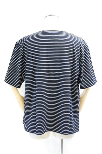 画像1: STILL BY HAND　BORDER POCKET T-SHIRT(BLACK×WHITE)