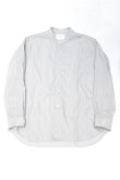 画像5: STILL BY HAND　STRIPE BAND COLLAR SHIRT(GREY/BLUE) (5)