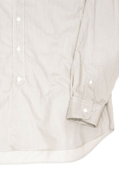 画像3: STILL BY HAND　STRIPE BAND COLLAR SHIRT(BEIGE/BROWN)