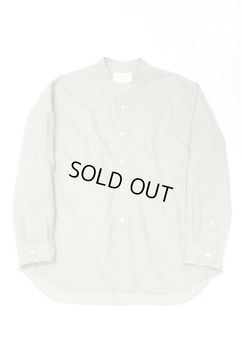 画像1: STILL BY HAND　STRIPE BAND COLLAR SHIRT(BEIGE/BROWN) (1)