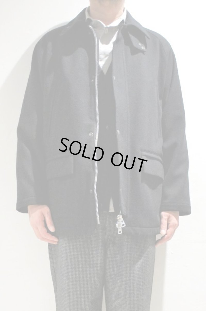 画像1: STILL BY HAND　LAMB MELTON HALF COAT(BLACK) (1)