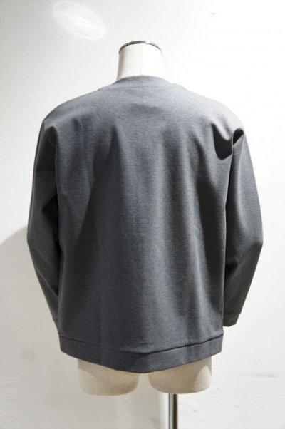 画像1: STILL BY HAND　CREW NECK SNAP BUTTON CARDIGAN(CHARCOAL)