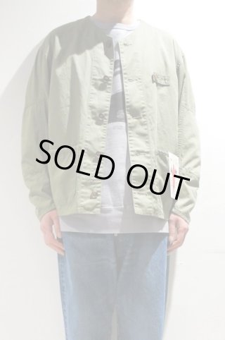 CAL O LINE ノーカラージャケット Sサイズ　グレー CAL O LINE（キャルオーライン）ING JACKET（LIGHT OLIVE DRAB