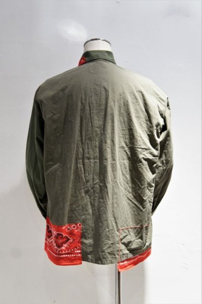画像1: CAL O LINE × KOTSUBO　BANDANA UTILITY SHIRT（OLIVE DRAB）
