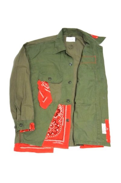 画像2: CAL O LINE × KOTSUBO　BANDANA UTILITY SHIRT（OLIVE DRAB）