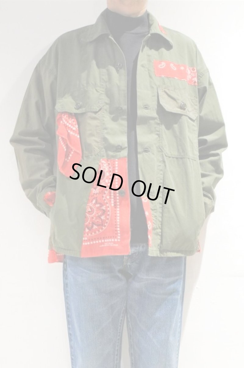 画像1: CAL O LINE × KOTSUBO　BANDANA UTILITY SHIRT（OLIVE DRAB） (1)