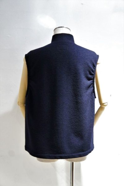 画像1: STILL BY HAND　WOOL PILE ZIP VEST(DARK NAVY)