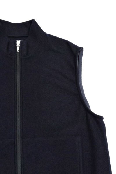 画像2: STILL BY HAND　WOOL PILE ZIP VEST(DARK NAVY)