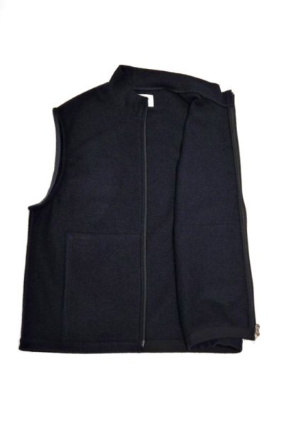 画像3: STILL BY HAND　WOOL PILE ZIP VEST(DARK NAVY)
