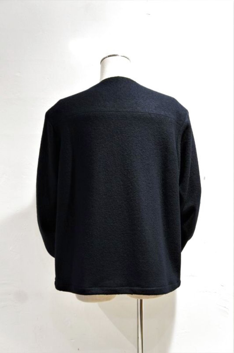 画像1: STILL BY HAND WOOL BOA ZIP BLOUSON(DARK NAVY)