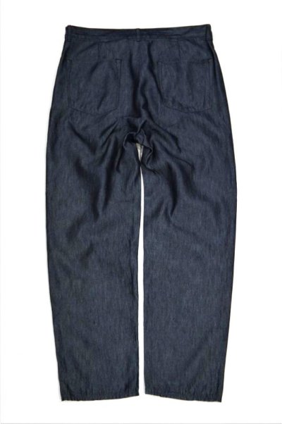 画像1: STILL BY HAND　COTTON / SILK 2 TUCK TAPERED DENIM PANTS(NAVY)