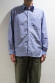画像2: STILL BY HAND　REGULAR COLLAR SHIRT(BLUE STRIPE) (2)