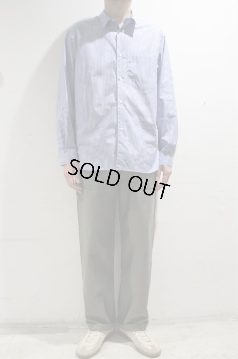 画像1: STILL BY HAND　REGULAR COLLAR SHIRT(BLUE STRIPE) (1)