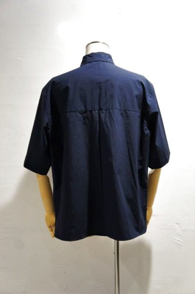 画像1: STILL BY HAND　COTTON LINEN HALF SLEEVE SHIRT(NAVY)