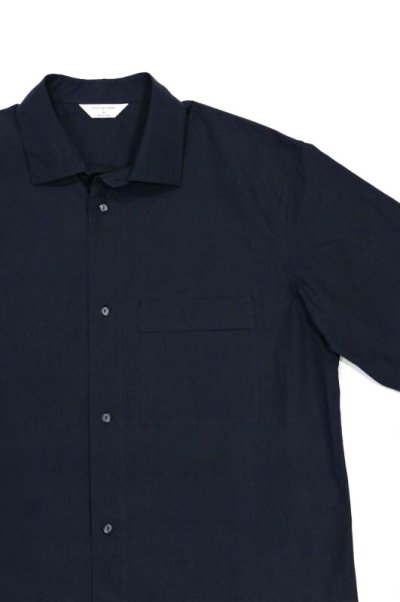 画像2: STILL BY HAND　COTTON LINEN HALF SLEEVE SHIRT(NAVY)
