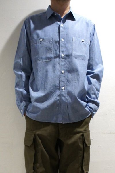 画像2: MANUAL ALPHABET　VINTAGE CHAMBRAY WORK SHIRT（BLUE）