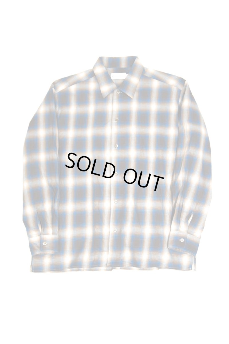 画像1: MANUAL ALPHABET　TWILL OMBRE OPEN COLLAR SHIRT（BROWN/BLUE） (1)