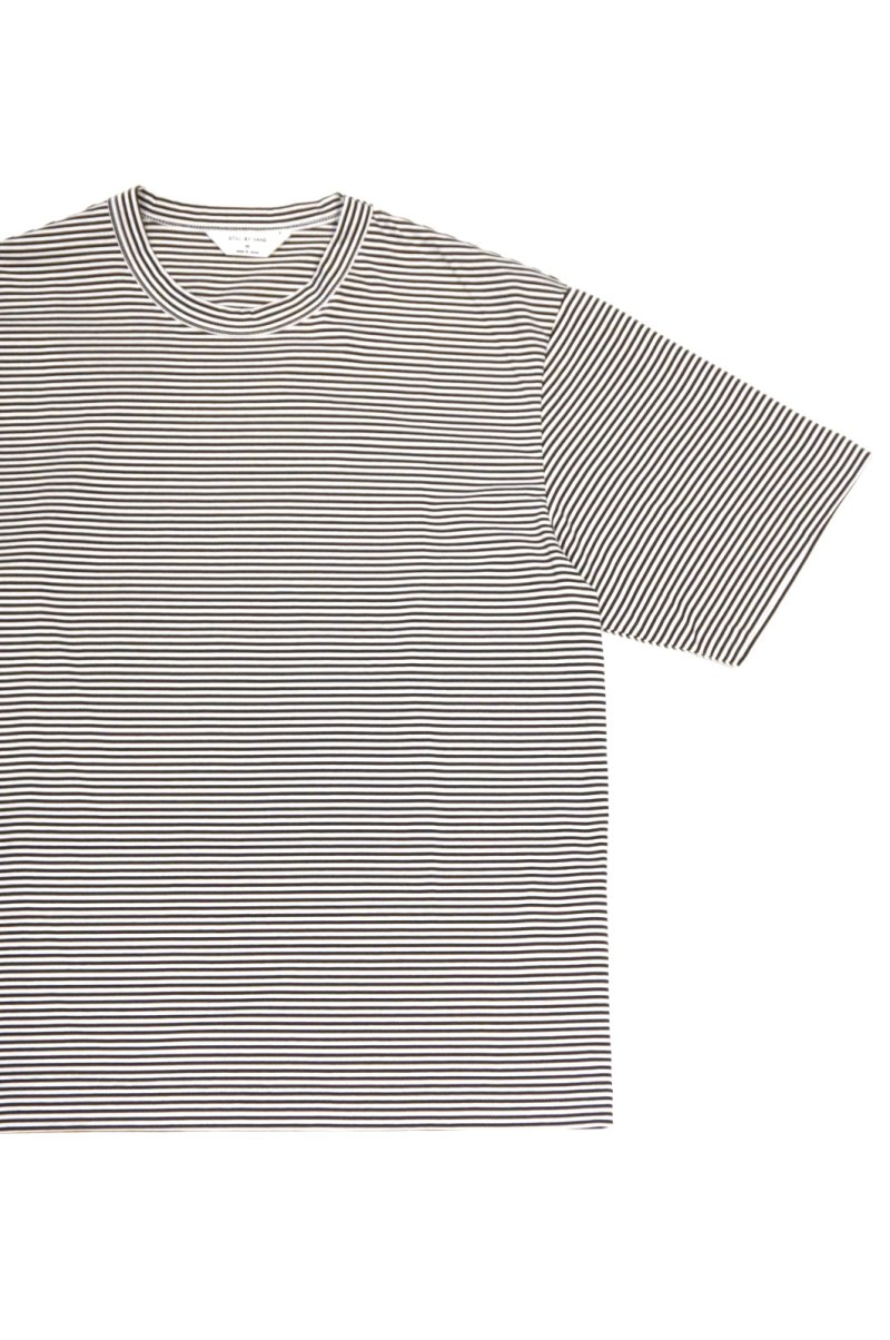 画像4: STILL BY HAND　BORDER S/S T-SHIRT(WHITE×OLIVE)SALE！ (4)