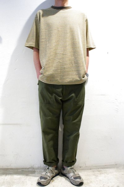 画像1: MANUAL ALPHABET　MULTI BORDER S/S TEE（YELLOW/BROWN）