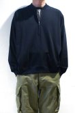 画像1: STILL BY HAND　COTTON HALF ZIP PULLOVER(BLACK NAVY)  (1)