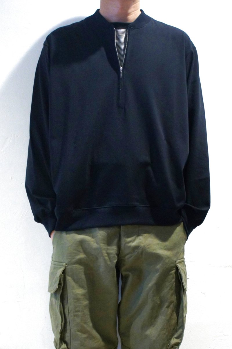 画像1: STILL BY HAND　COTTON HALF ZIP PULLOVER(BLACK NAVY)  (1)