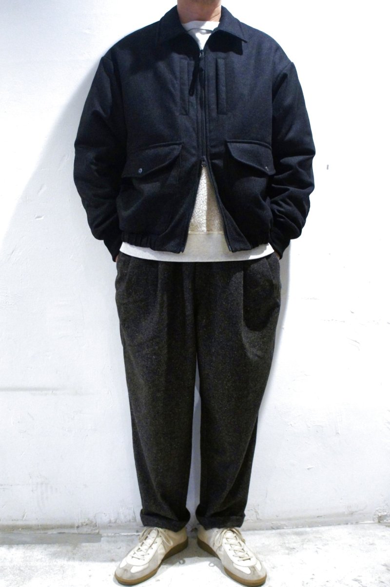 画像2: STILL BY HAND　SILK NEP WOOL EASY SLACKS(BROWN) (2)