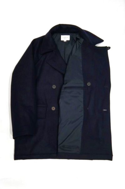 画像2: STILL BY HAND　WOOL PADDED PEA COAT(NAVY)