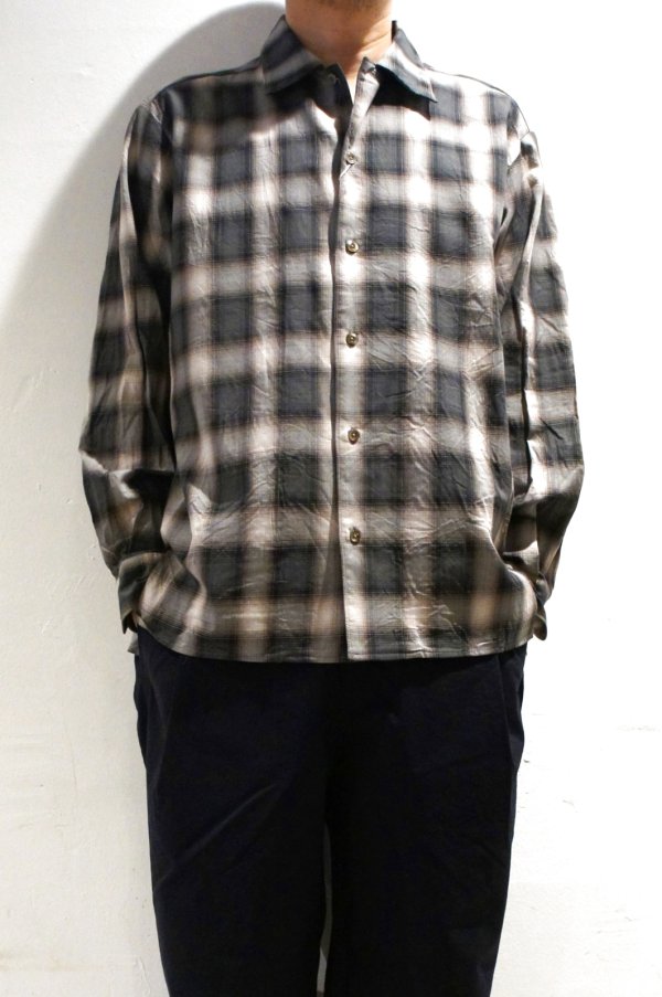 画像1: MANUAL ALPHABET　TWILL OMBRE OPEN COLLAR SHIRT（GRAY/BEIGE） (1)