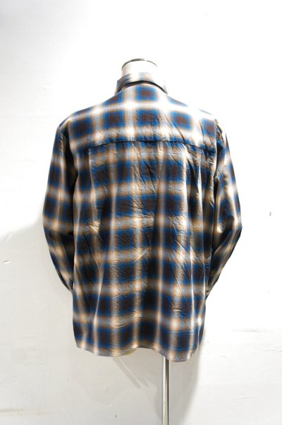 画像1: MANUAL ALPHABET　TWILL OMBRE OPEN COLLAR SHIRT（BROWN/BLUE）