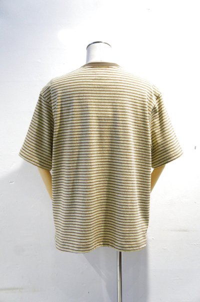 画像1: MANUAL ALPHABET　MULTI BORDER S/S TEE（YELLOW/BROWN）