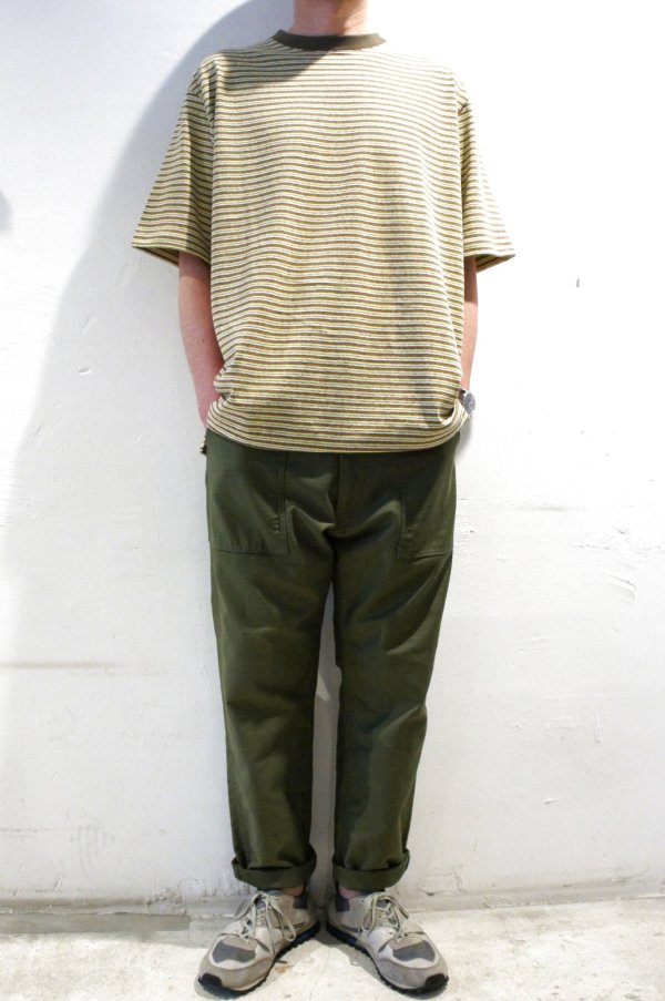 画像1: MANUAL ALPHABET　MULTI BORDER S/S TEE（YELLOW/BROWN） (1)